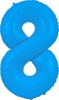 34" Neon Blue Number 8 Balloon
