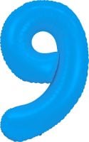34" Neon Blue Number 9 Balloon