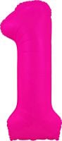 34" Neon Fuchsia Number 1 Balloon