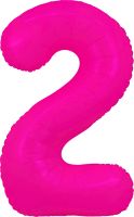34" Neon Fuchsia Number 2 Balloon