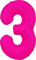 34" Neon Fuchsia Number 3 Balloon
