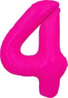 34" Neon Fuchsia Number 4 Balloon