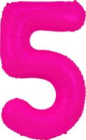 34" Neon Fuchsia Number 5 Balloon