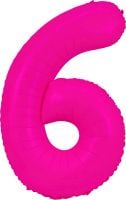 34" Neon Fuchsia Number 6 Balloon