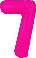 34" Neon Fuchsia Number 7 Balloon