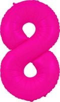 34" Neon Fuchsia Number 8 Balloon