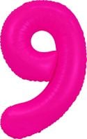 34" Neon Fuchsia Number 9 Balloon