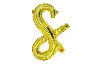 12" Gold Script Letter S Balloon