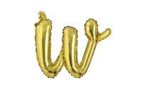 12" Gold Script Letter W Balloon