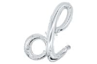 20" Silver Script Letter D Balloon