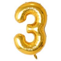 34" Gold Number 3 Airise Balloon