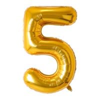 34" Gold Number 5 Airise Balloon