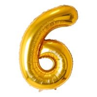 34" Gold Number 6 Airise Balloon