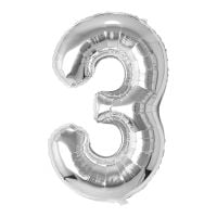 34" Silver Number 3 Airise Balloon