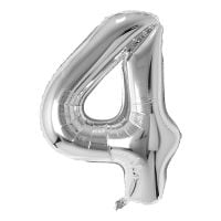 34" Silver Number 4 Airise Balloon
