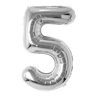 34" Silver Number 5 Airise Balloon
