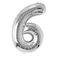 34" Silver Number 6 Airise Balloon