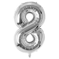 34" Silver Number 8 Airise Balloon
