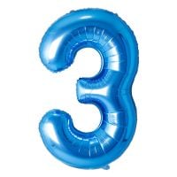 34" Blue Number 3 Airise Balloon
