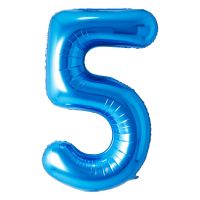 34" Blue Number 5 Airise Balloon