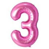 34" Pink Number 3 Airise Balloon