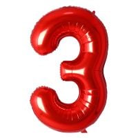 34" Red Number 3 Airise Balloon