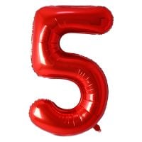 34" Red Number 5 Airise Balloon