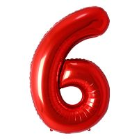 34" Red Number 6 Airise Balloon