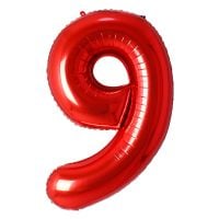 34" Red Number 9 Airise Balloon