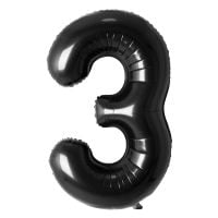 34" Black Number 3 Airise Balloon