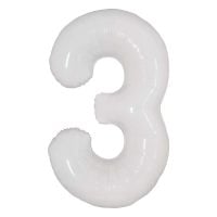 34" Milky White Number 3 (Air Only) Balloon
