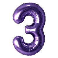 34" Purple Number 3 Balloon