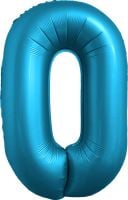 34" Chrome Blue Number 0 Balloon