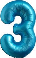 34" Chrome Blue Number 3 Balloon