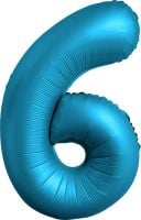 34" Chrome Blue Number 6 Balloon