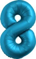34" Chrome Blue Number 8 Balloon