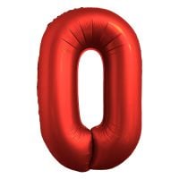 34" Chrome Red Number 0 Airise Balloon