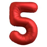 34" Chrome Red Number 5 Airise Balloon