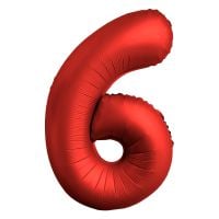 34" Chrome Red Number 6 Airise Balloon