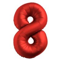 34" Chrome Red Number 8 Airise Balloon