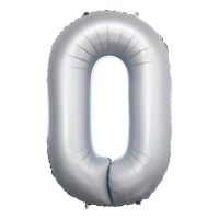 34" Chrome White Number 0 Airise Balloon