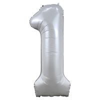 34" Chrome White Number 1 Airise Balloon