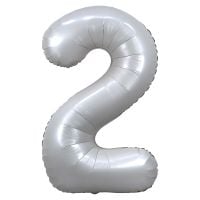 34" Chrome White Number 2 Airise Balloon