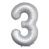 34" Chrome White Number 3 Airise Balloon