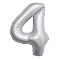 34" Chrome White Number 4 Airise Balloon