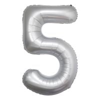 34" Chrome White Number 5 Airise Balloon