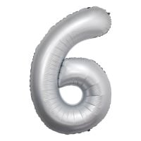34" Chrome White Number 6 Airise Balloon