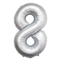 34" Chrome White Number 8 Airise Balloon