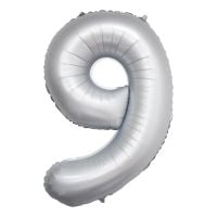 34" Chrome White Number 9 Airise Balloon