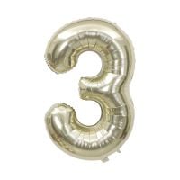 34" White Gold Number 3 Airise Balloon